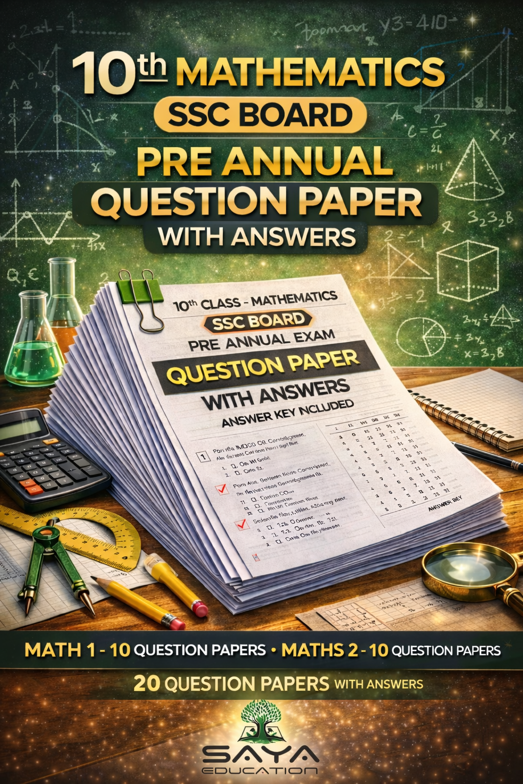 10TH MATHEMATICS 20  PRE ANNUAL QUESTION PAPERS WITH ANSWER KEY.