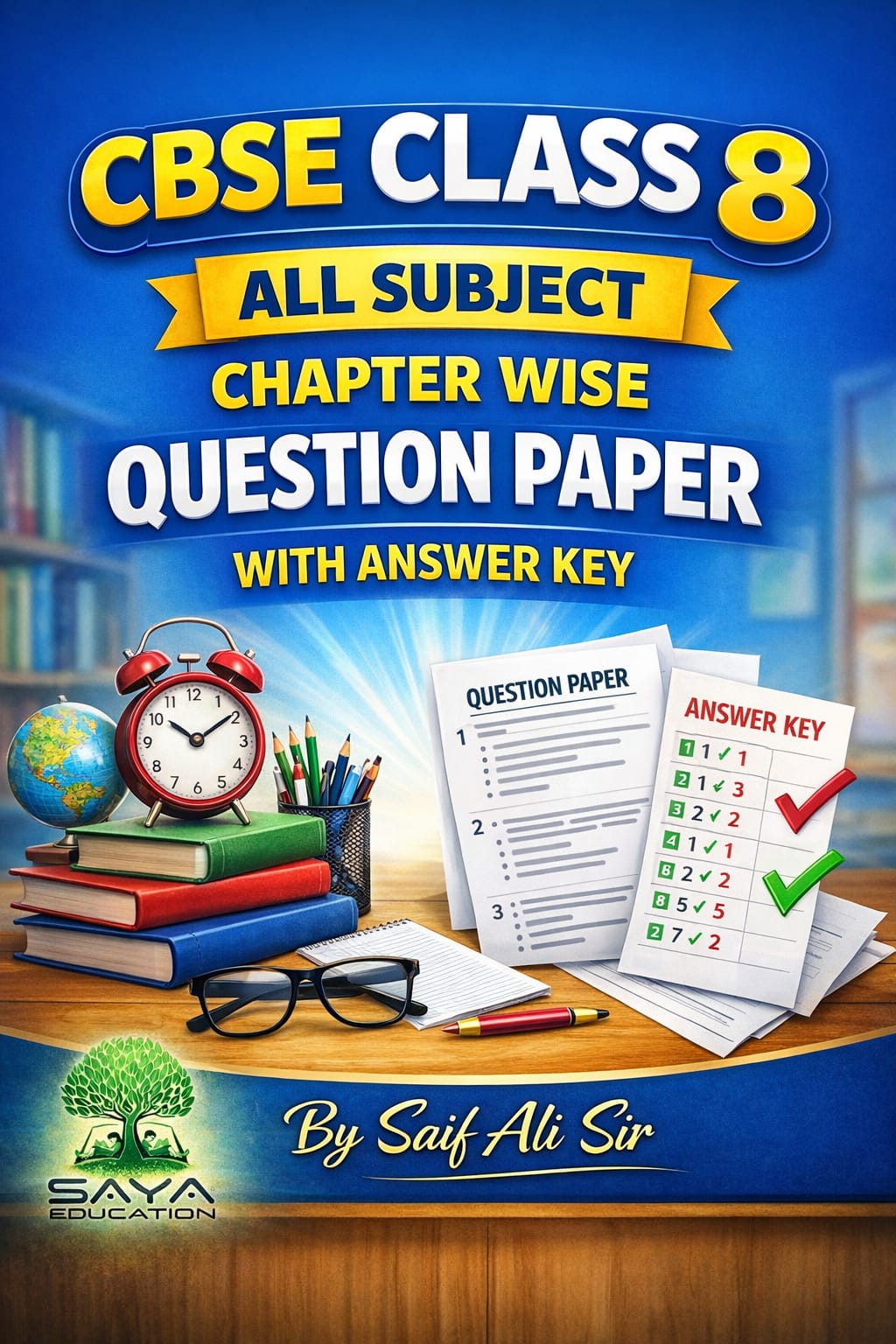 CBSE CLASS 8TH ALL SUBJECTS CHAPTER WISE QUESTION PAPER WITH ANSWER KEY.