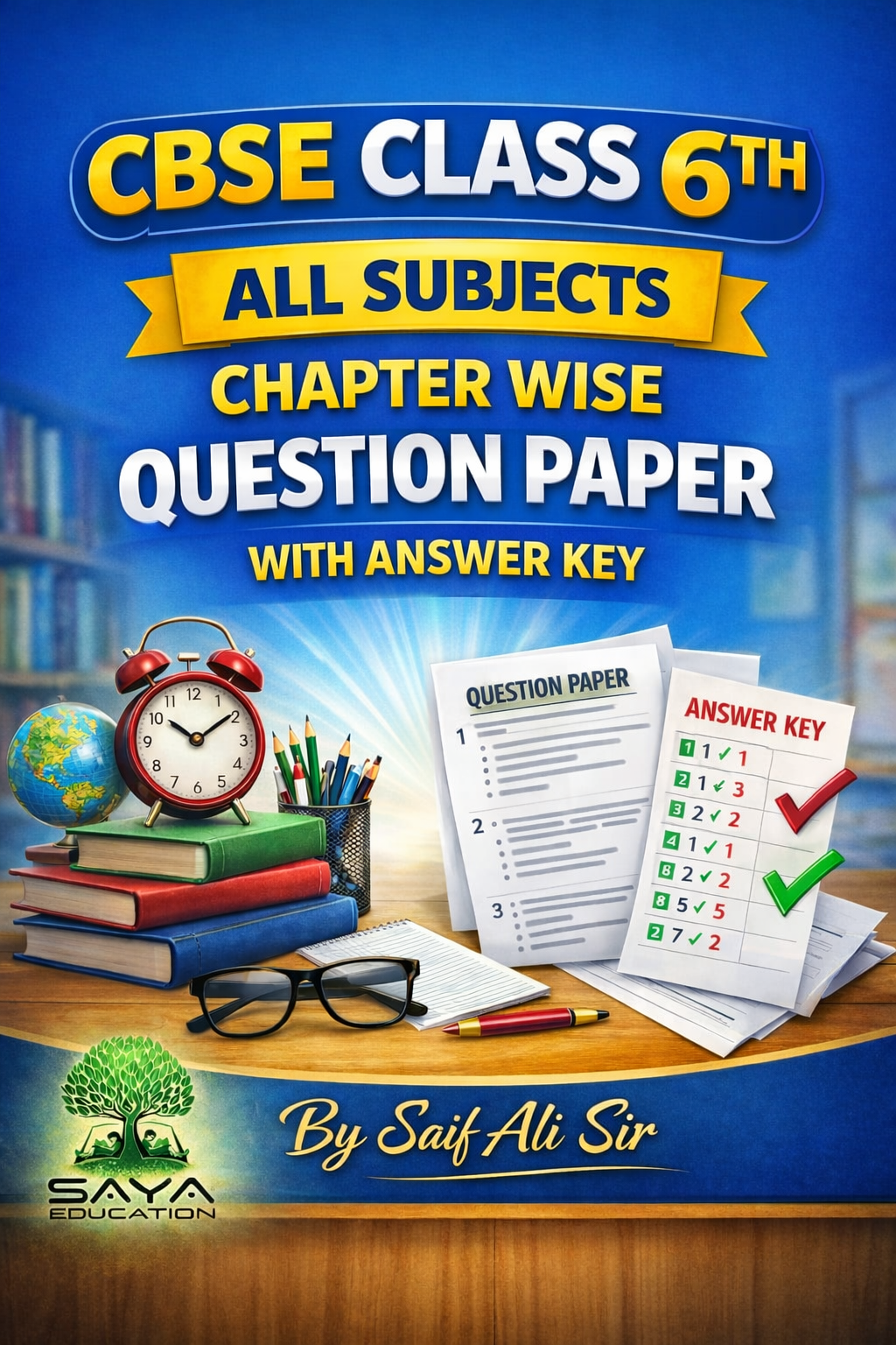 CBSE CLASS 6TH ALL SUBJECTS CHAPTER WISE QUESTION PAPER WITH ANSWER KEY.
