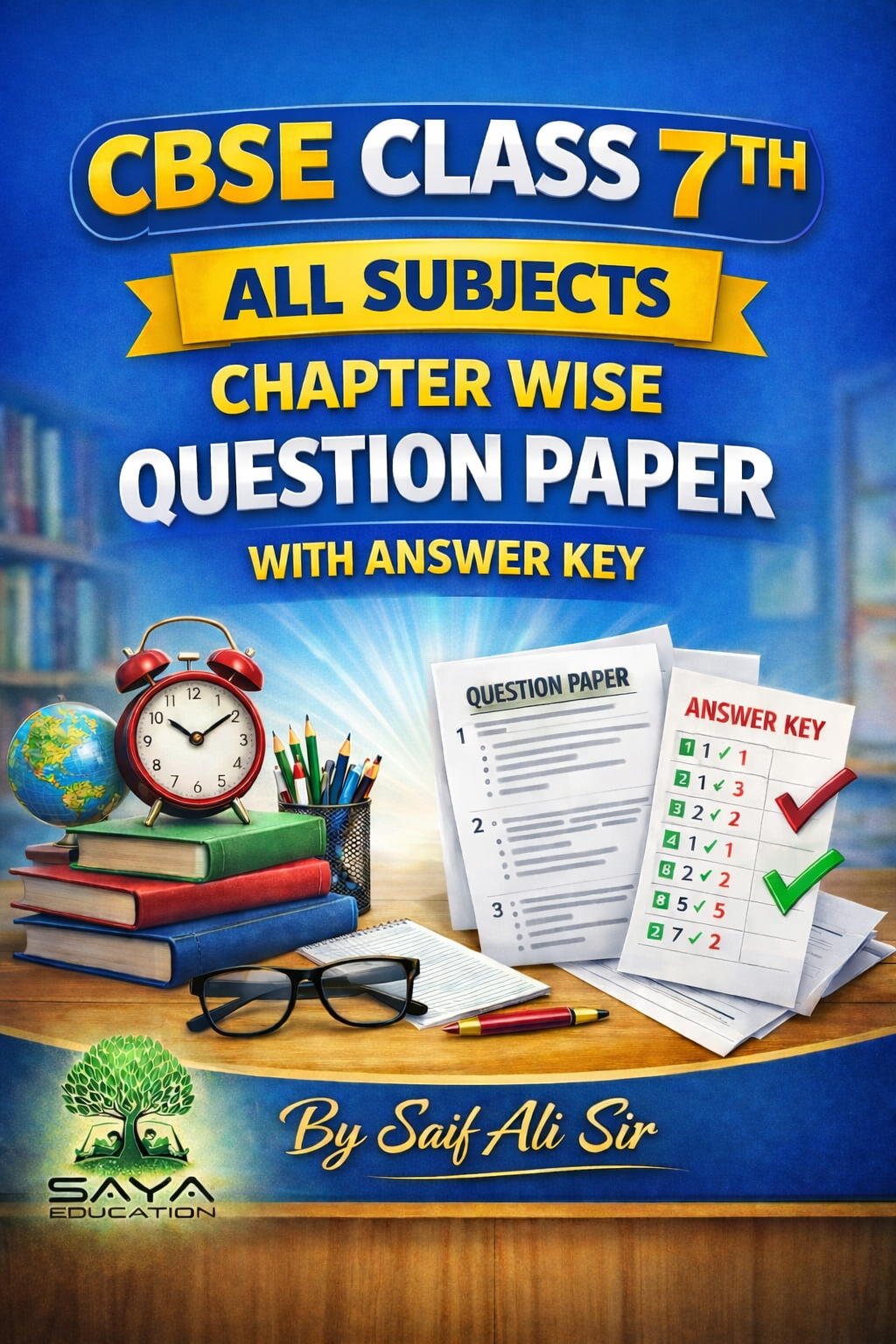CBSE CLASS 7TH ALL SUBJECTS CHAPTER WISE QUESTION PAPER WITH ANSWER KEY.
