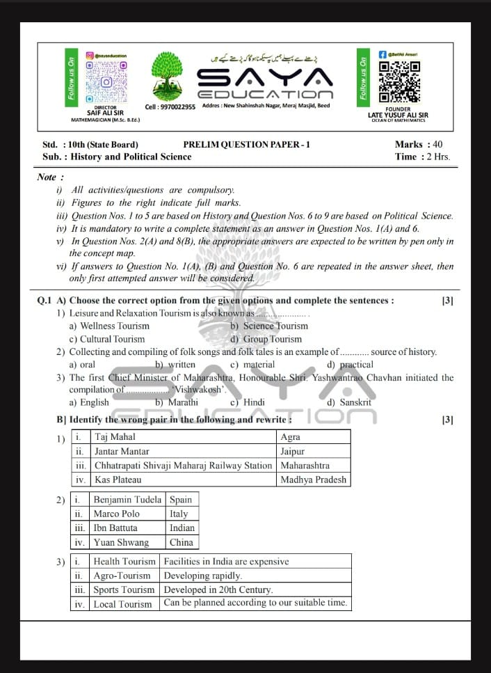 SSC 10TH ALL SUBJECTS 55 PRELIMS WITH ANSWER KEY