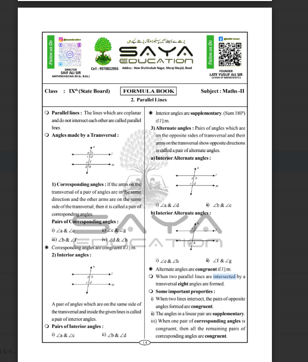 9th  MATHEMATICS FORMULA BOOK